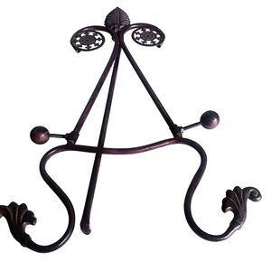 Bronzed Iron Easel Plate Book Stand Display Leaf Scroll Design 22" Tall 14" Wide